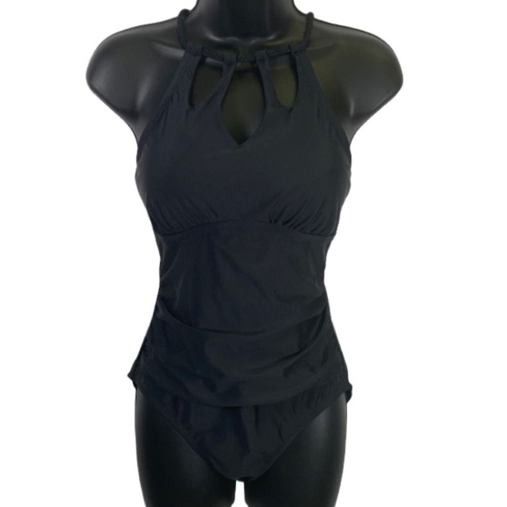 NWT's Kona Sol Women's Black One Piece 1pc Swimsuit Size Medium - Picture 2 of 6